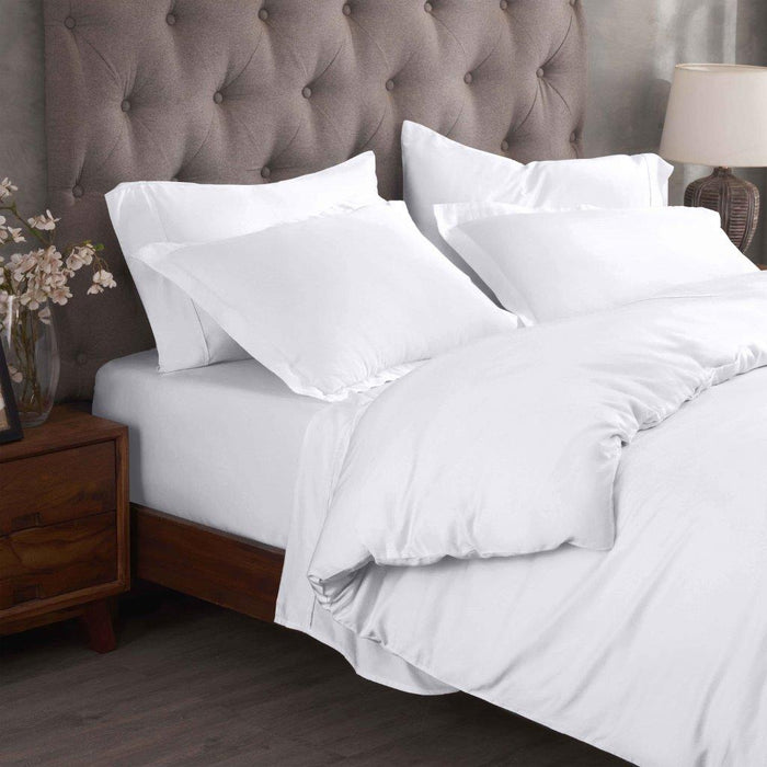 Egyptian Cotton 300 Thread Count Solid Duvet Cover Set - White