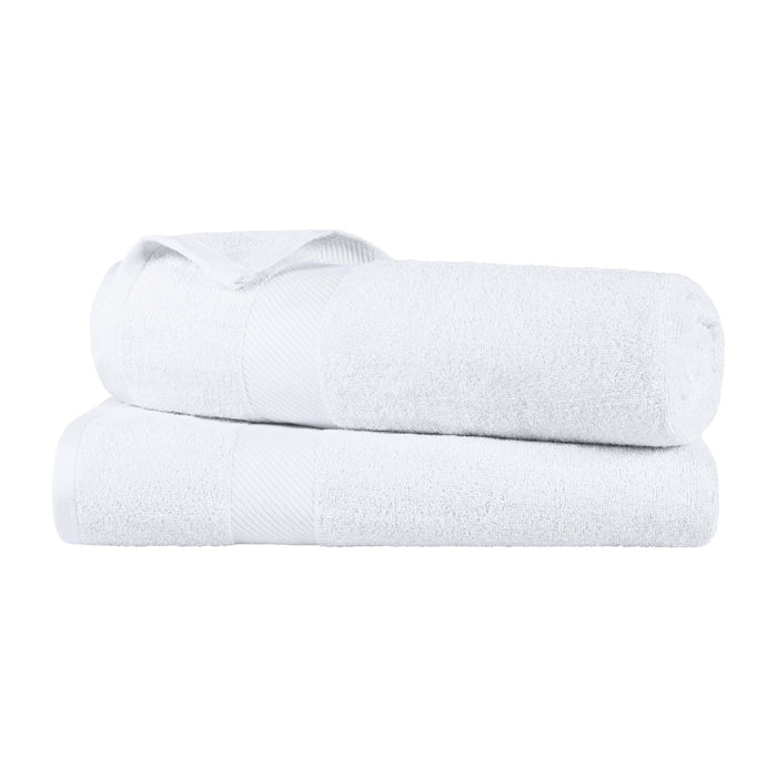 Kendell Egyptian Cotton 2 Piece Bath Sheet Set with Dobby Border - White