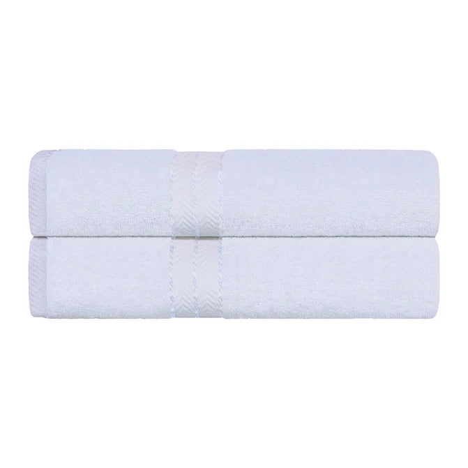 Turkish Cotton Ultra-Plush Solid 2-Piece Highly Absorbent Bath Sheet Set - White