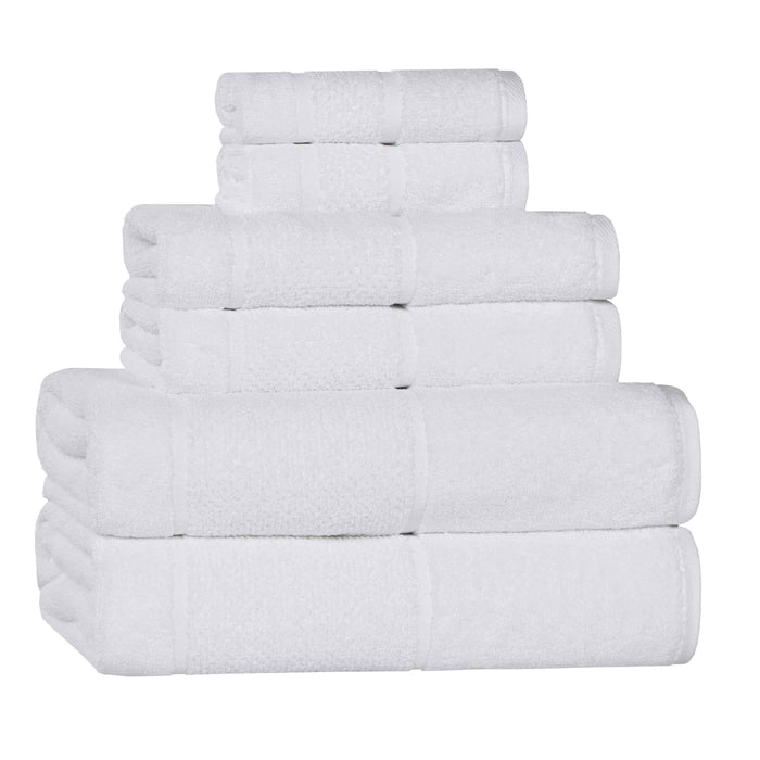 Mile Smart Twist Cotton Solid Broad Border 6 Piece Towel Set