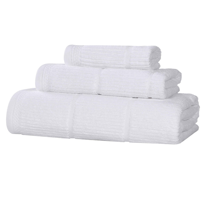 Milo Smart Twist Cotton Solid Ribbed Design 3 Piece Towel Set