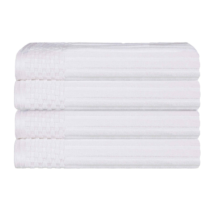 Soho Ribbed Textured Cotton Ultra-Absorbent Bath Towel Set of 4 - White