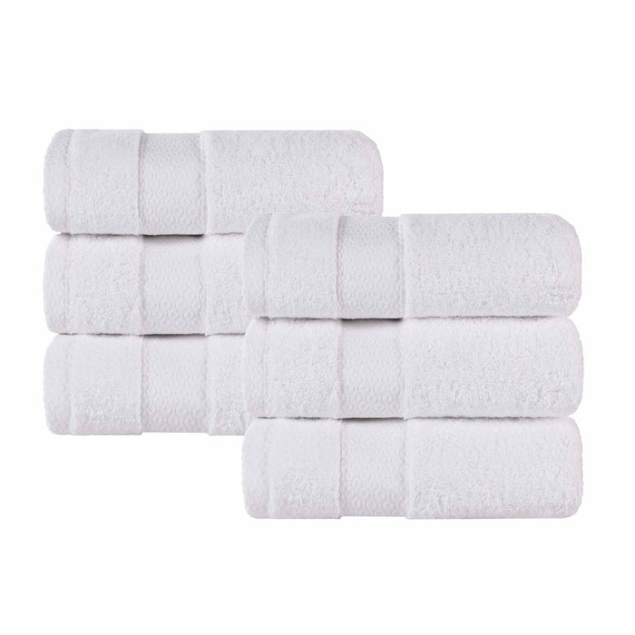Niles Egypt Produced Giza Cotton Dobby Ultra-Plush Hand Towel Set of 6 - White
