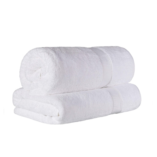Egyptian Cotton Pile Plush Heavyweight Absorbent Bath Sheet Set of 2 - White