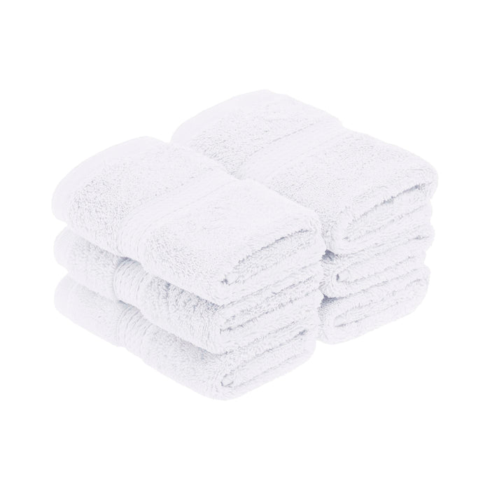 Egyptian Cotton Pile Plush Heavyweight Absorbent Face Towel Set of 6 - White