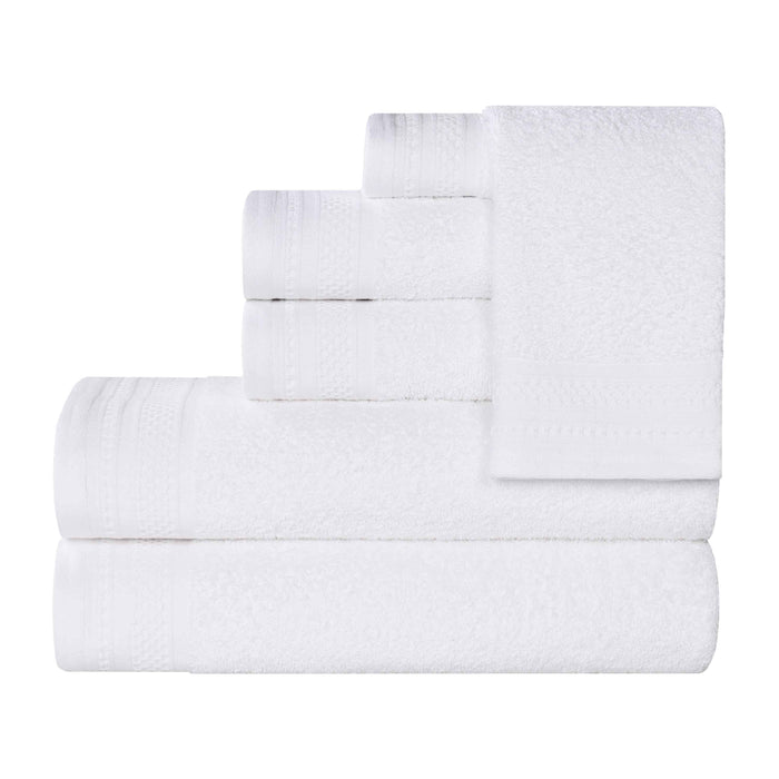 Honeycomb Textured Waffle Border Luxury Cotton 6 Piece Towel Set