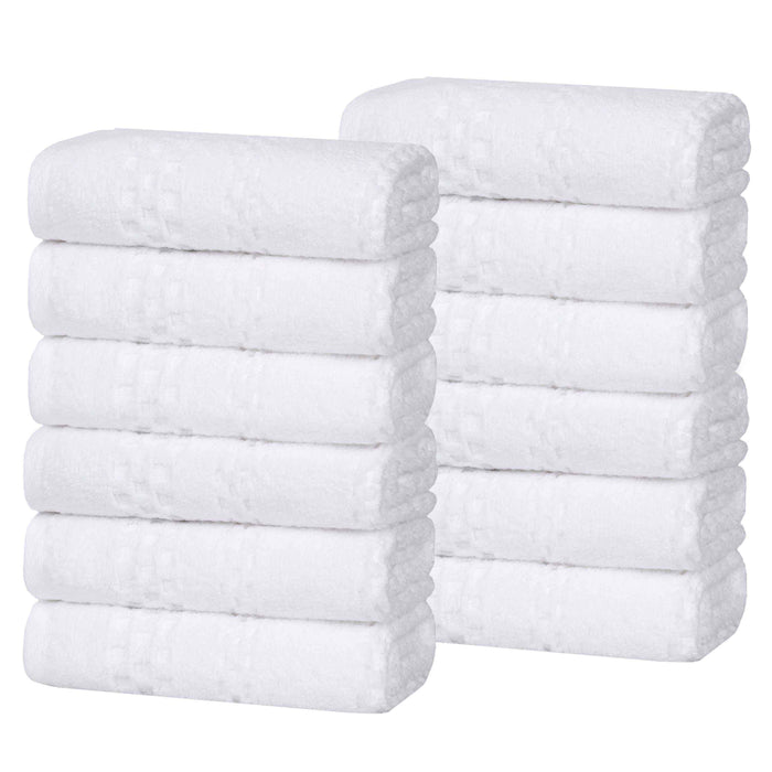 Playa Zero Twist Cotton Solid Waffle Textured Face Towels, Set of 12