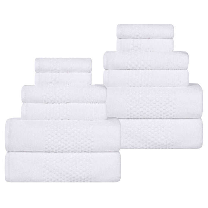 Playa Zero Twist Cotton Solid Waffle Textured 12 Piece Towel Set