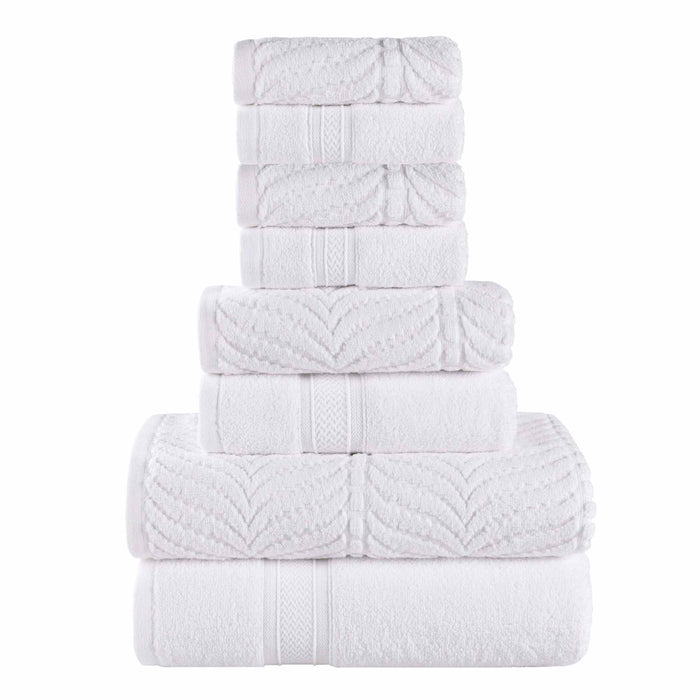 Zero Twist Cotton Solid & Jacquard Chevron 8 Piece Assorted Towel Set