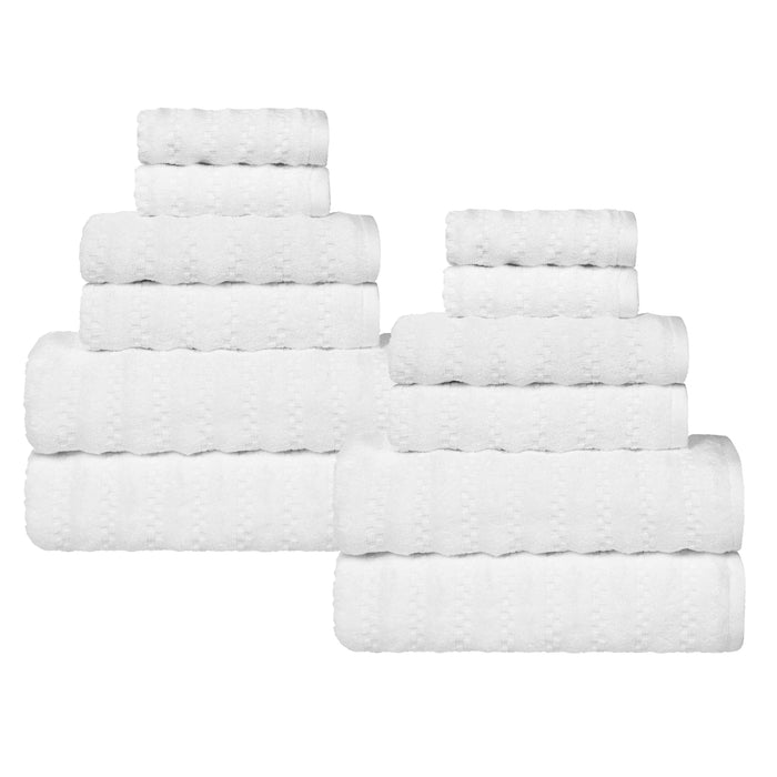 Zuma Zero Twist Cotton Medium Weight Soft Absorbent 12 Piece Towel Set