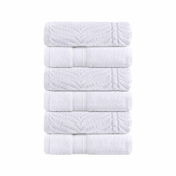 Zero Twist Cotton Solid and Jacquard  Chevron Hand Towel Assorted Set of 6