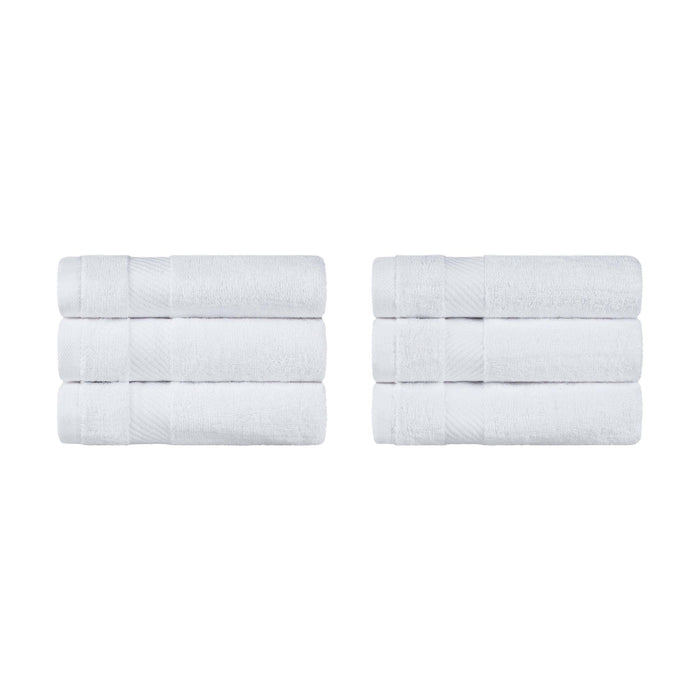 Kendell Egyptian Cotton 6 Piece Hand Towel Set with Dobby Border - White