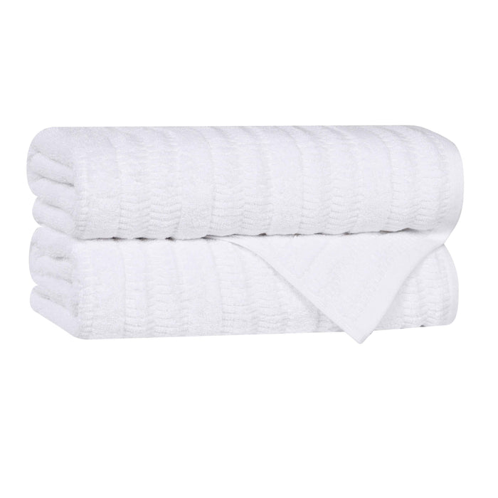 Mika Smart Twist Cotton Solid Vertical Ribbed Bath Towels, Set of 2