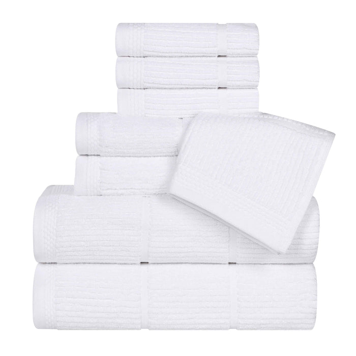 Milo Smart Twist Cotton Solid Ribbed Design 8 Piece Towel Set