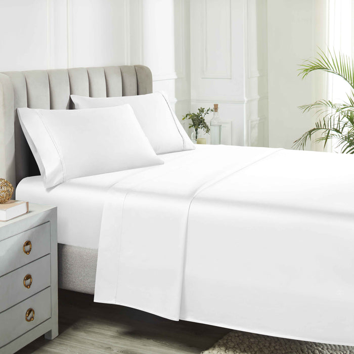 Egyptian Cotton 850 Thread Count Solid Bed Sheet Set - White