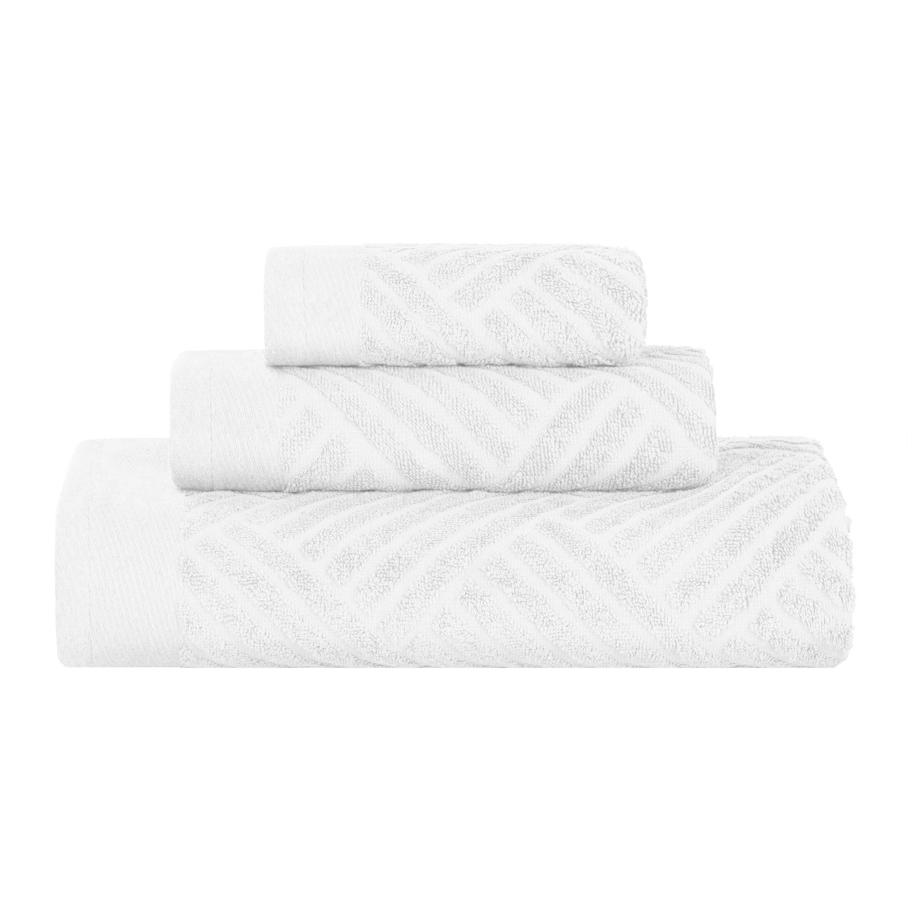 Basketweave Egyptian Cotton Jacquard 3 Piece Assorted Towel Set - Blue Nile Mills