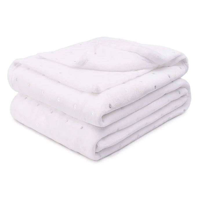 Fleece Plush Medium Weight Fluffy Soft Decorative Blanket Or Throw - White