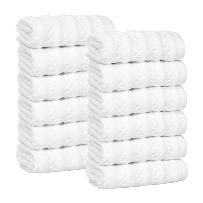 Zuma Zero Twist Cotton Medium Weight Face Towels Washcloths, Set of 12