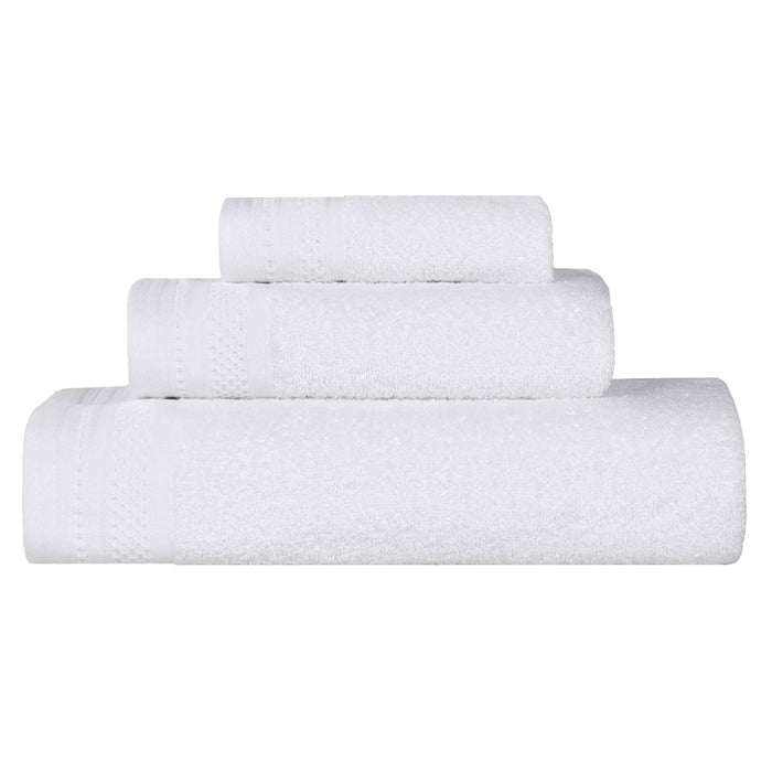 Honeycomb Textured Waffle Border Luxury Cotton 3 Piece Towel Set