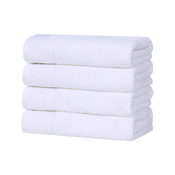 Honeycomb Textured Waffle Border Luxury Cotton Hand Towels, Set of 4