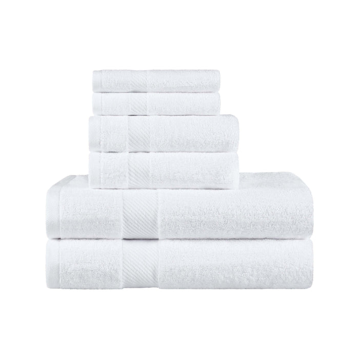 Kendell Egyptian Cotton 6 Piece Towel Set with Dobby Border - White