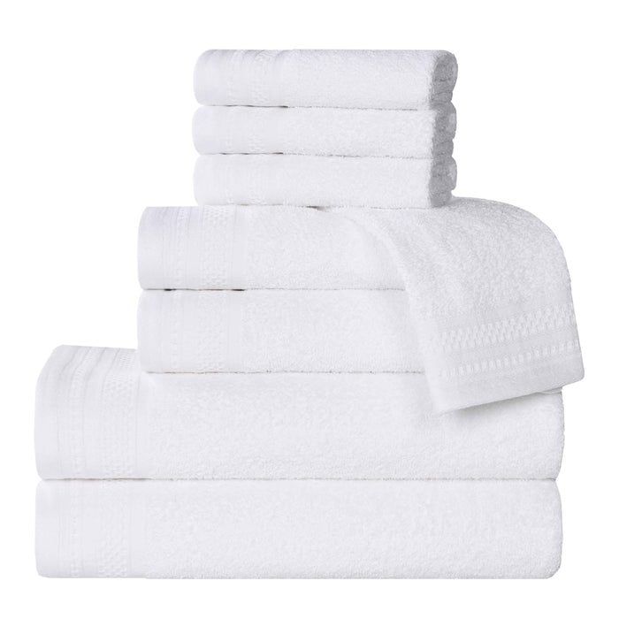 Honeycomb Textured Waffle Border Luxury Cotton 8 Piece Towel Set