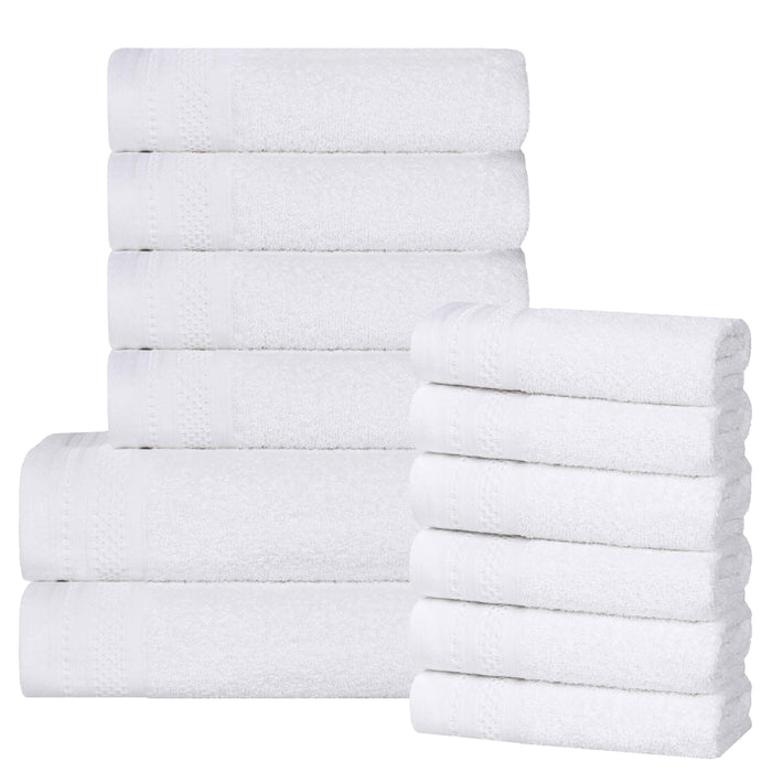 Honeycomb Textured Waffle Border Luxury Cotton 12 Piece Towel Set