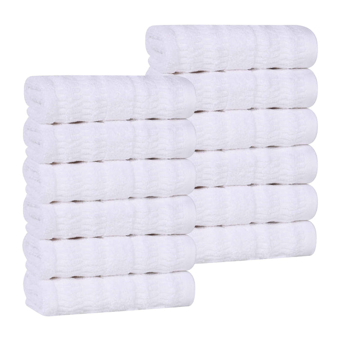 Mika Smart Twist Cotton Solid Face Towels Washcloths, Set of 12