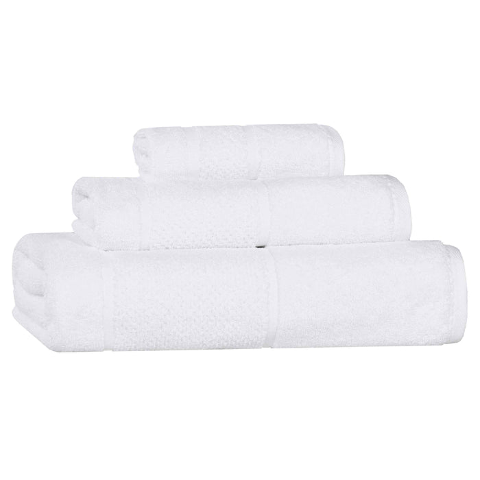 Mile Smart Twist Cotton Solid Broad Border 3 Piece Towel Set