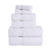 Wringcaster Zero-Twist Towel Set, 100% Combed Cotton, Chevron Border, 575 GSM, Quick-Dry, 6-Pieces - White