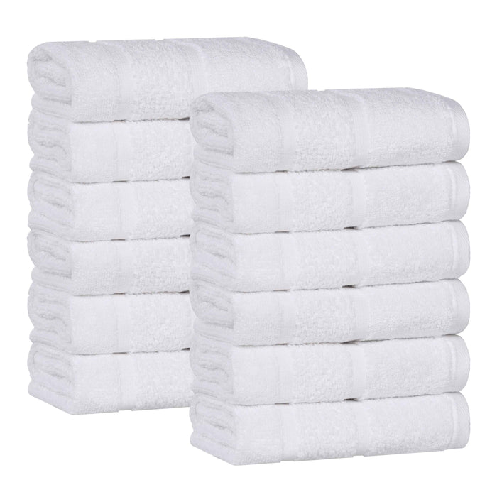 Mile Smart Twist Cotton Medium Weight Solid Face Towels, Set of 12