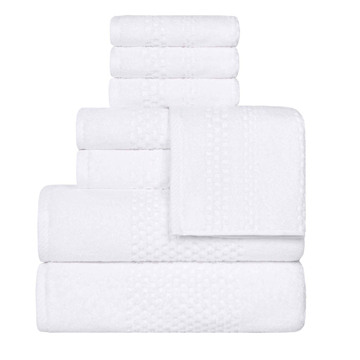 Playa Zero Twist Cotton Solid Waffle Textured 8 Piece Towel Set