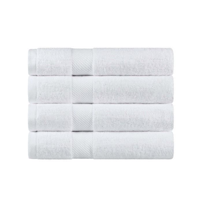 Kendell Egyptian Cotton 4 Piece Bath Towel Set with Dobby Border - White