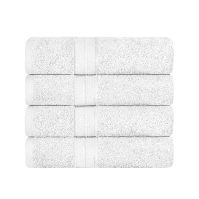 Ultra-Soft Rayon from Bamboo Cotton Blend 4 Piece Bath Towel Set - White