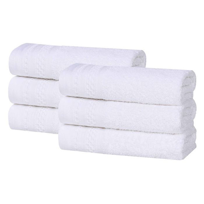 Honeycomb Textured Waffle Border Luxury Cotton Face Towels, Set of 6