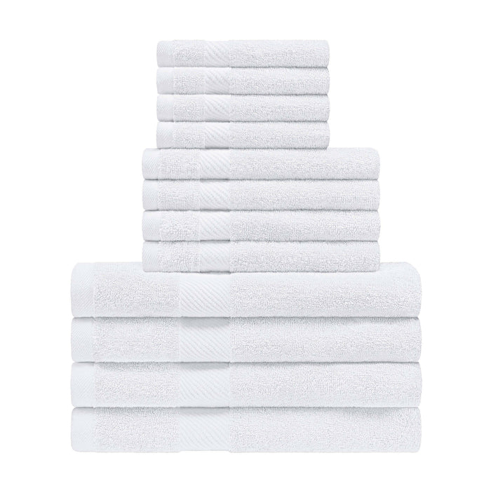 Kendell Egyptian Cotton 12 Piece Solid Towel Set - White