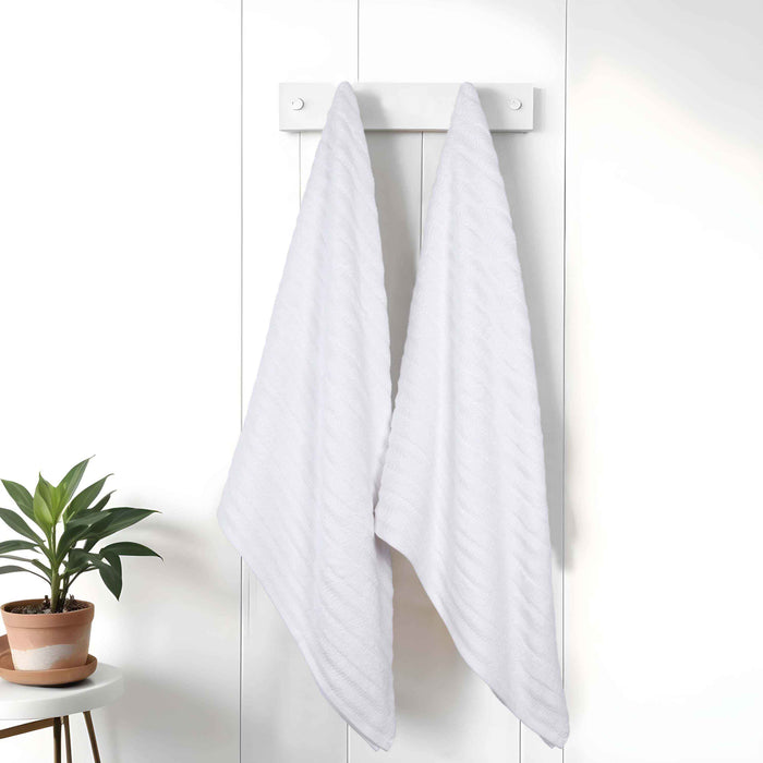 Mika Smart Twist Cotton Solid Vertical Ribbed Bath Sheets, Set of 2