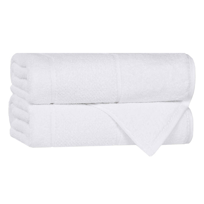 Mile Smart Twist Cotton Solid Broad Border Bath Towels, Set of 2