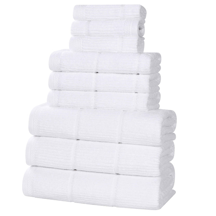 Milo Smart Twist Cotton Solid Ribbed Design 9 Piece Towel Set