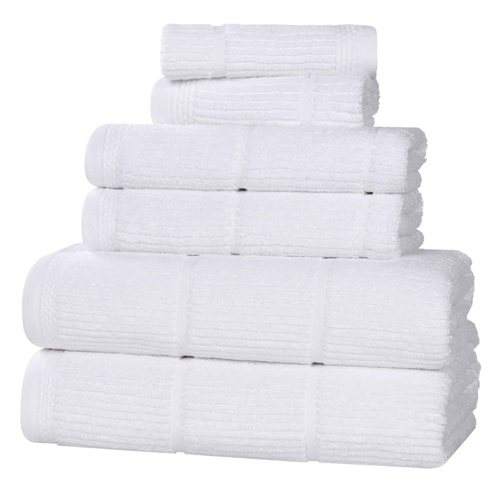 Milo Smart Twist Cotton Solid Ribbed Design 6 Piece Towel Set