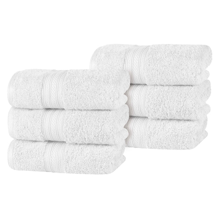 Atlas Cotton Plush Absorbent Heavyweight Luxury Hand Towel Set of 6 - White