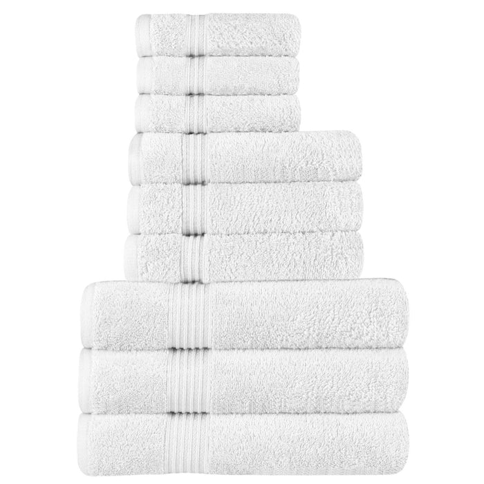 Egyptian Cotton Highly Absorbent Solid 9-Piece Ultra Soft Towel Set - White