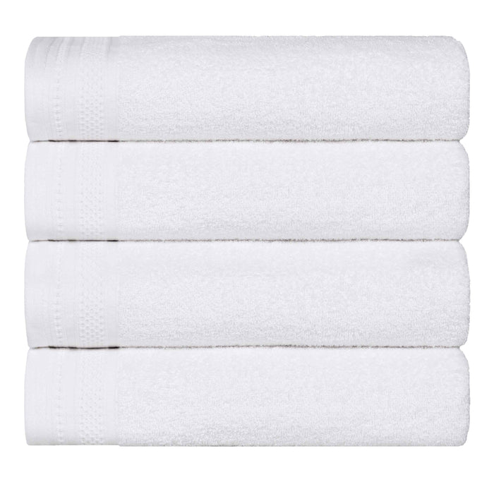 Honeycomb Textured Waffle Border Luxury Cotton Bath Towels, Set of 4