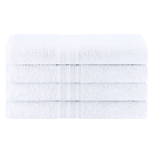 Cotton Eco-Friendly 4 Piece Solid Bath Towel Set - White