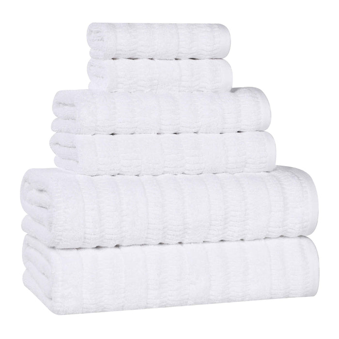 Mika Smart Twist Cotton Solid Vertical Ribbed 6 Piece Towel Set