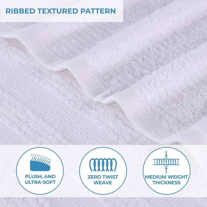 Zero Twist Cotton Ribbed Geometric Border Plush 3 Piece Towel Set