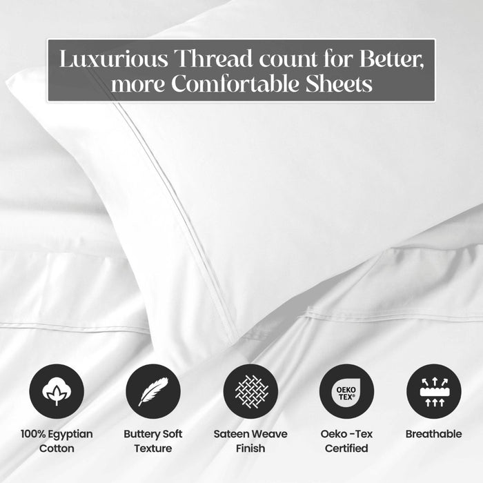 1200 Thread Count Egyptian Cotton 2 Piece Pillowcase Set