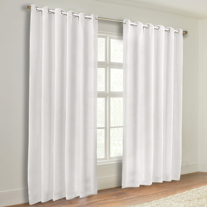 Solid Machine Washable Room Darkening Blackout Curtains, Set of 2 - SnowWhite