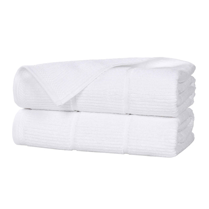 Milo Smart Twist Cotton Solid Ribbed Design Bath Sheets, Set of 2