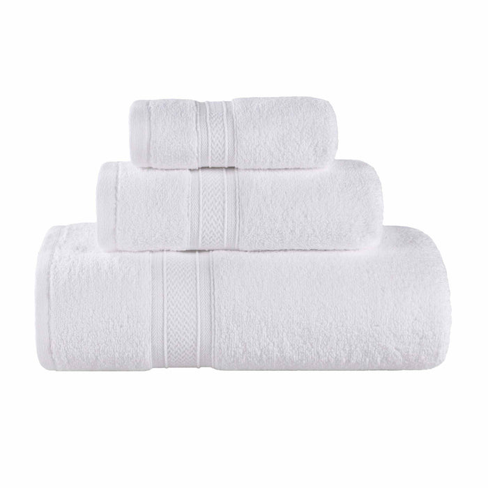 Zero Twist Cotton Elegant Soft Absorbent 3 Piece Solid Towel Set